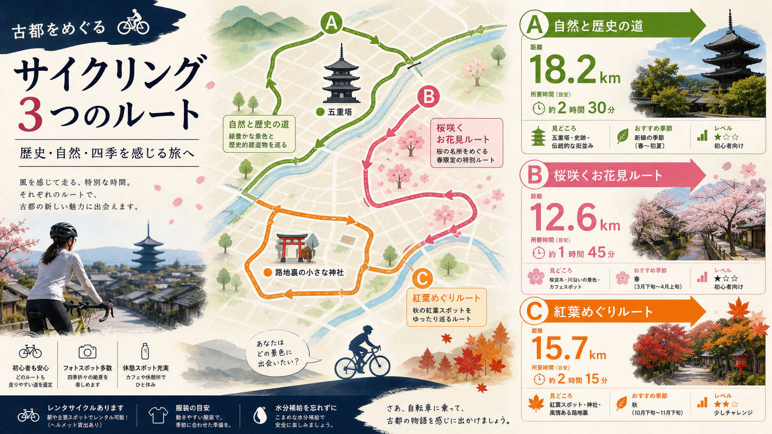 西大路周辺のサイクリングコース例
